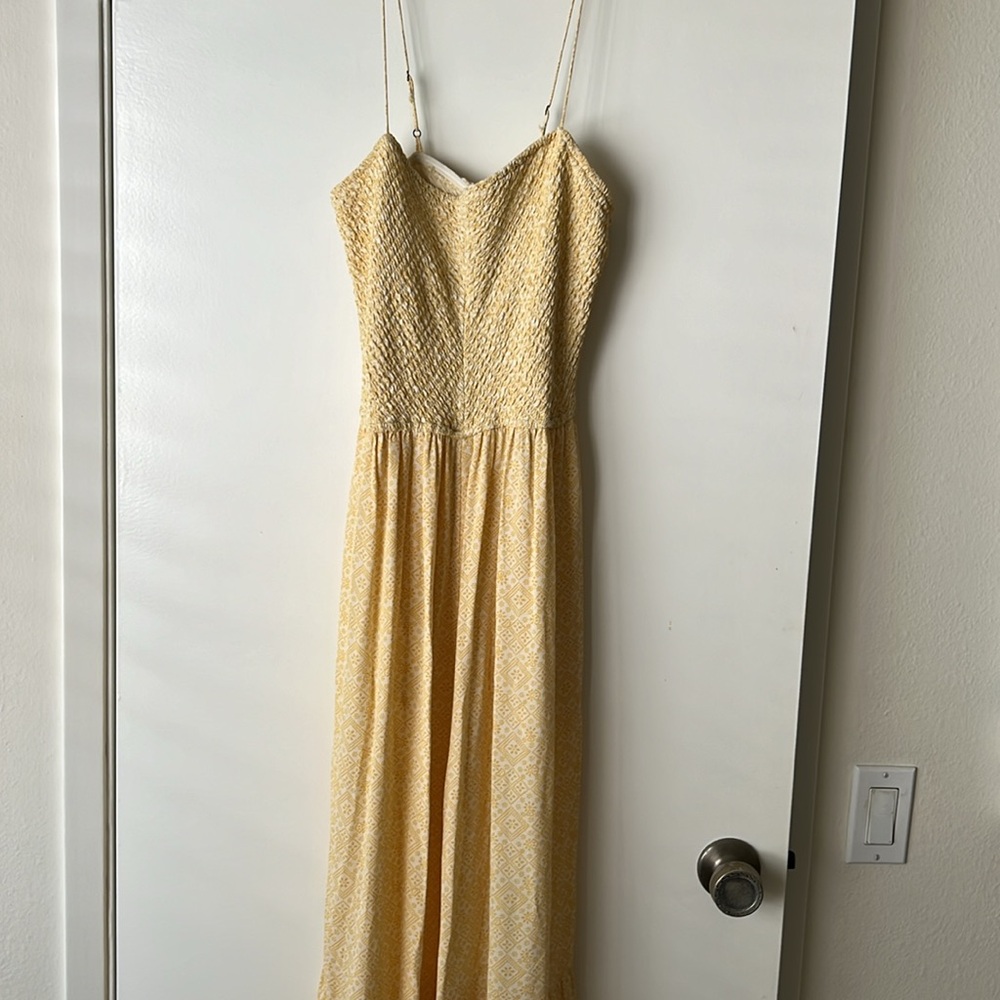 FREE PEOPLE 💛 Yellow Maxi Romper Strapless Jumpsuit Size S/P